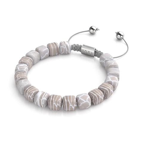 Grauer Achat | Silber | Edelstein-Kieselstein-Makramee-Armband